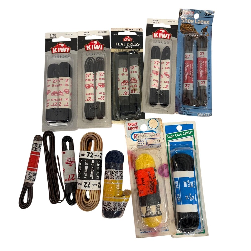 Vintage Kiwi Old Hickory Shoe Laces Lot‎ Waxed Dress Sport Leather 18-72 Inch